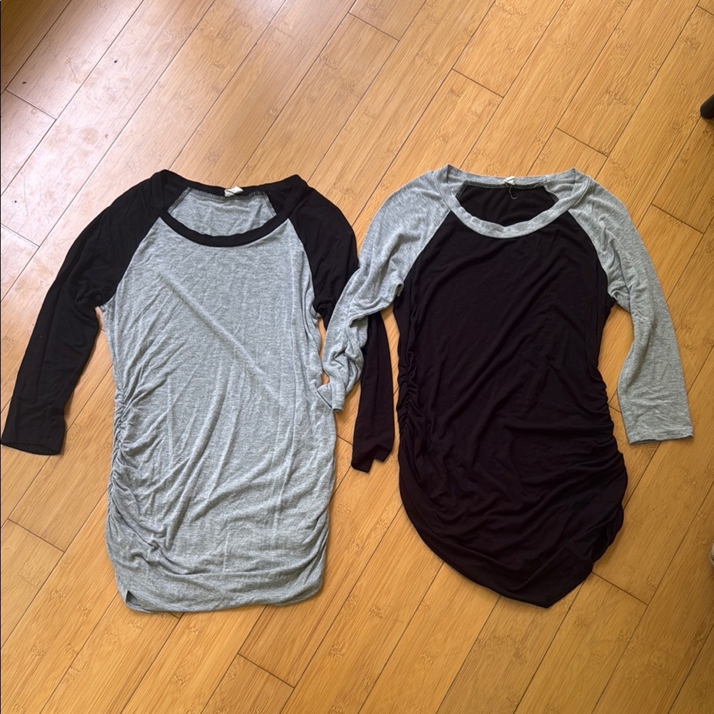 Black and Gray 3/4 length sleeve shirts - Maternity Small